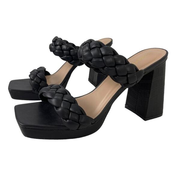 Sincerely Jules Black Platform Aurora Braided Straps Block Heel Sandals Size 10M - Picture 3 of 16